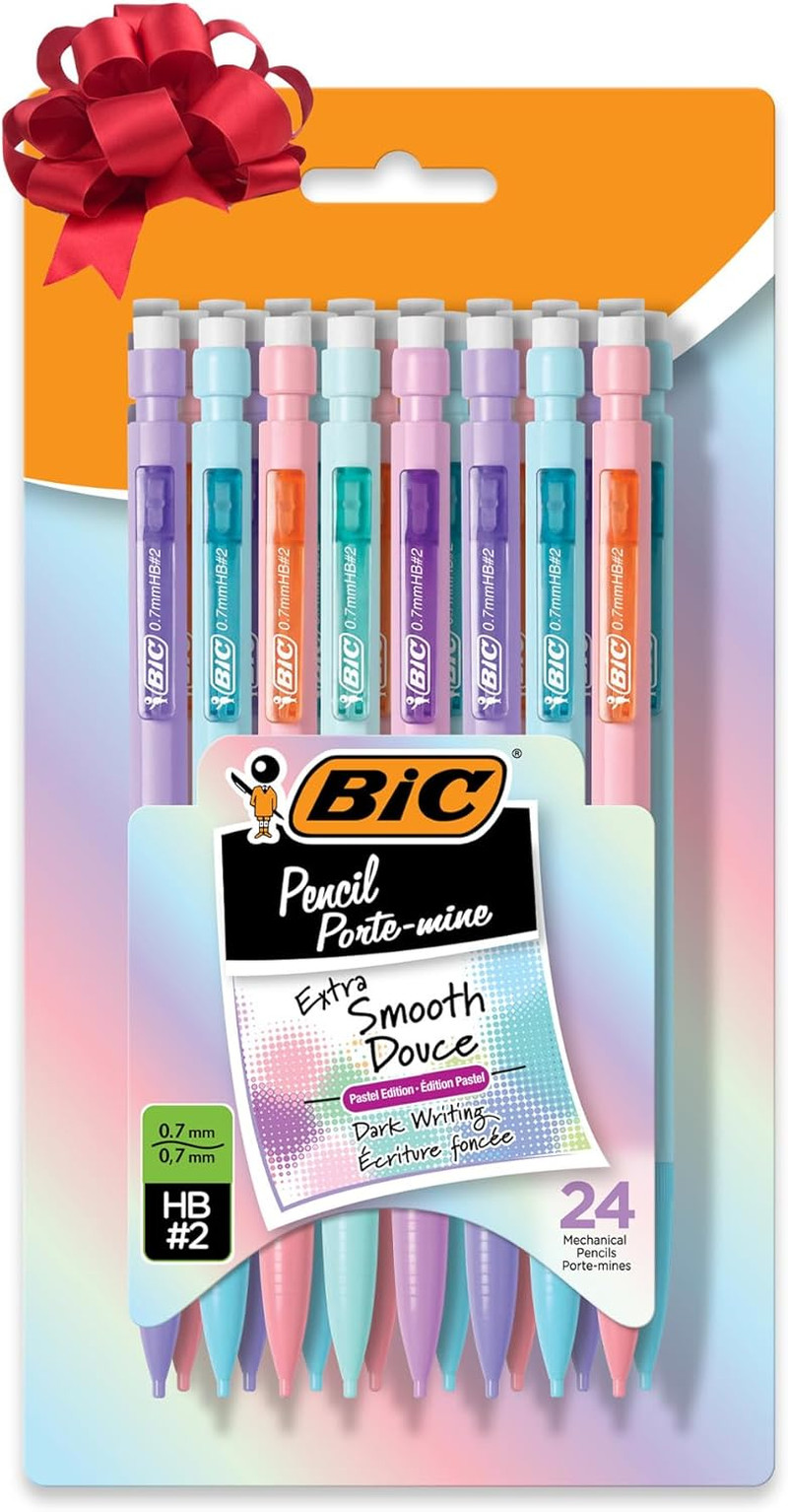 BIC Xtra Smooth Mechanical Pencils 0.7mm No Smudge Clean Erasing 24-Count Set