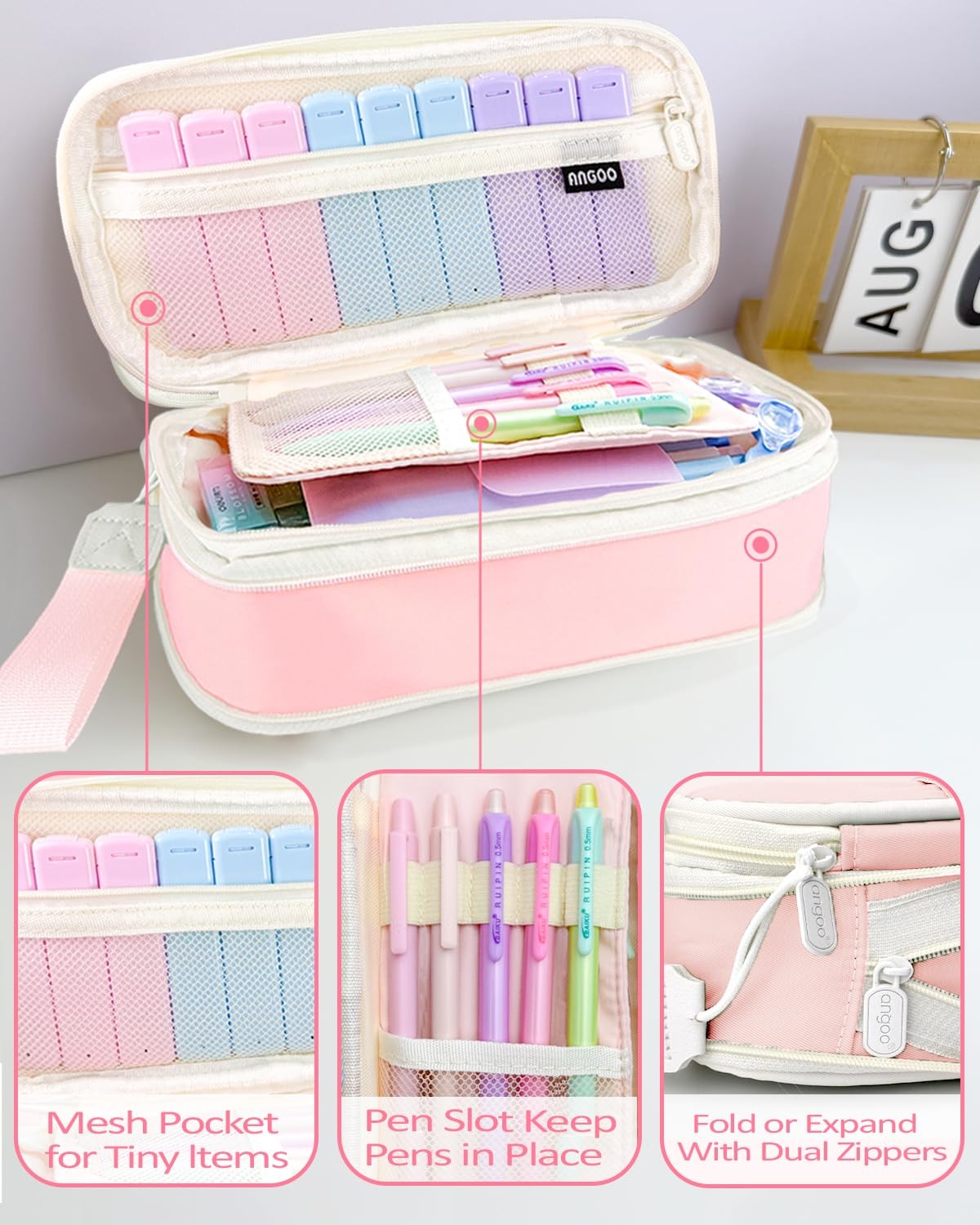 42 PCS Pink Mechanical Pencil Set 0.5-2.0mm 564 Lead Refills Case Ruler