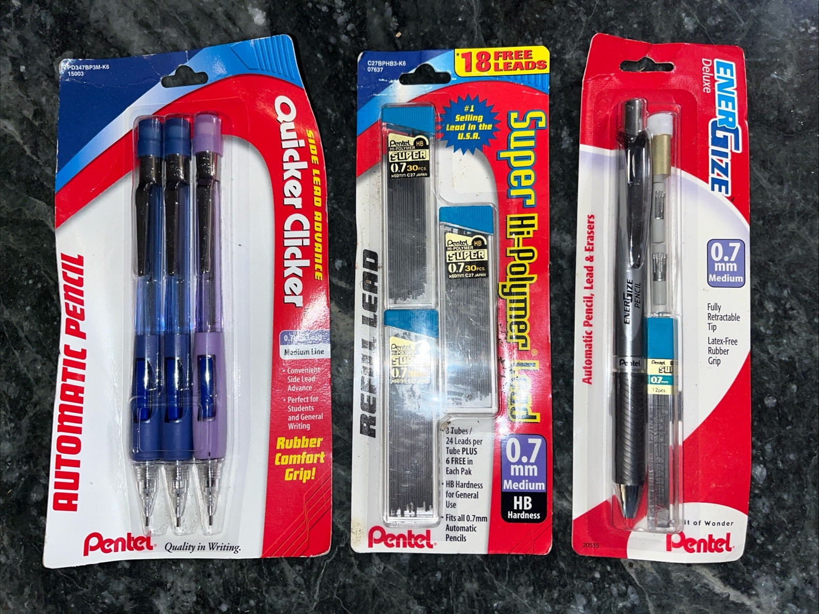 Pentel Quicker Clicker Mechanical Pencil .7mm Lead Lot