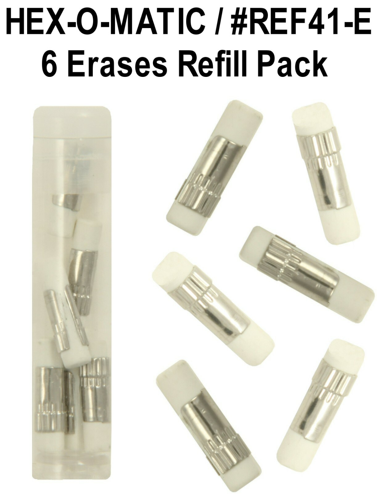 Retro 51 Hex-O-Matic Pencil Eraser Refill Pack of Six