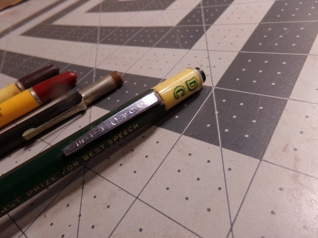 4 Vintage Durolite Advertising Mechanical Pencils. Dur-O-Lite, P &G, Dale Carnig
