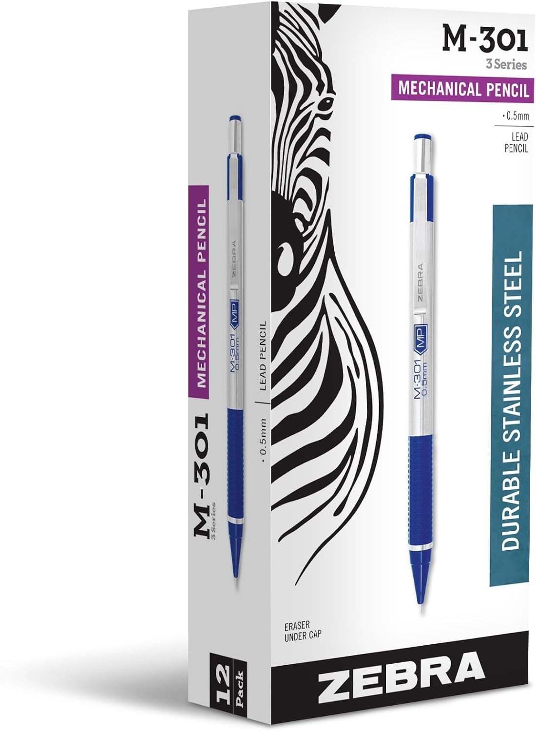 Stainless Steel Mechanical Pencils 12-Pack with Retractable Design and Eraser