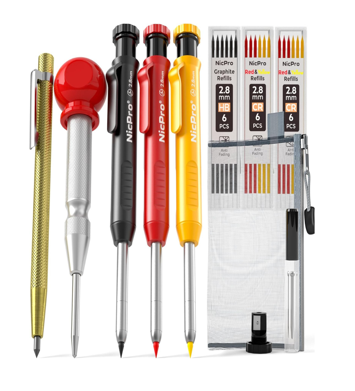 Nicpro 10 Pack Carpenter Pencils Mechanical, Construction Black,Yellow
