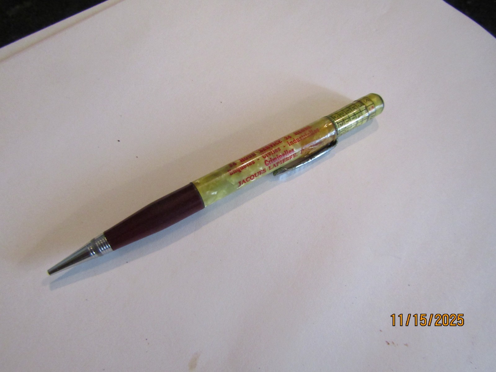 Ritepoint Mechanical Pencil Central Identification Investigation Bureau Montreal