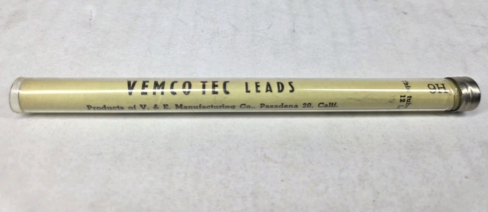 VEMCO TEC 2mm Drafting Lead Black 9H Metal Cap 12pk Tube USA Vintage