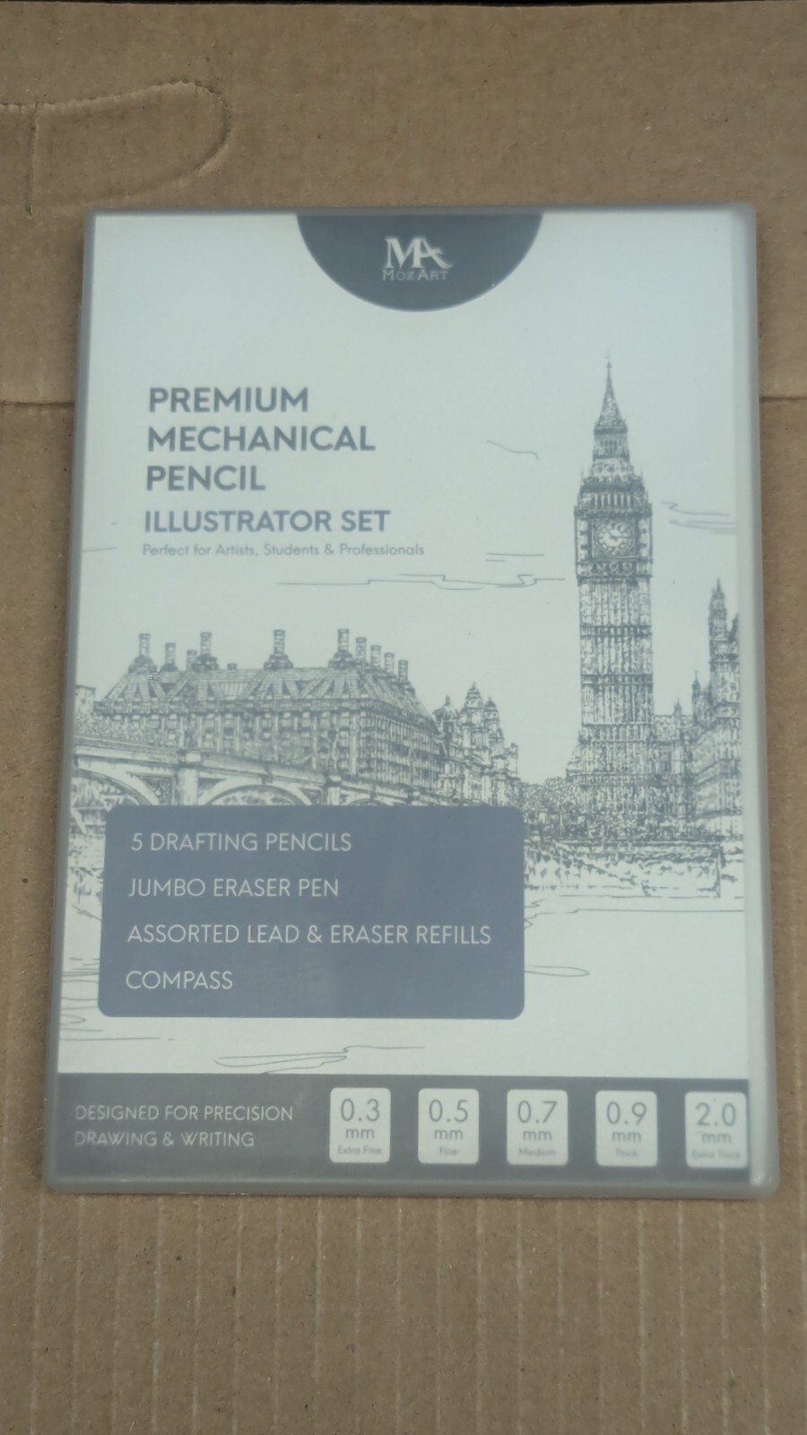 Mozart Premium Art Mechanical Pencil Set Eraser 0.3 0.5 0.7 0.9 2.0mm + Color