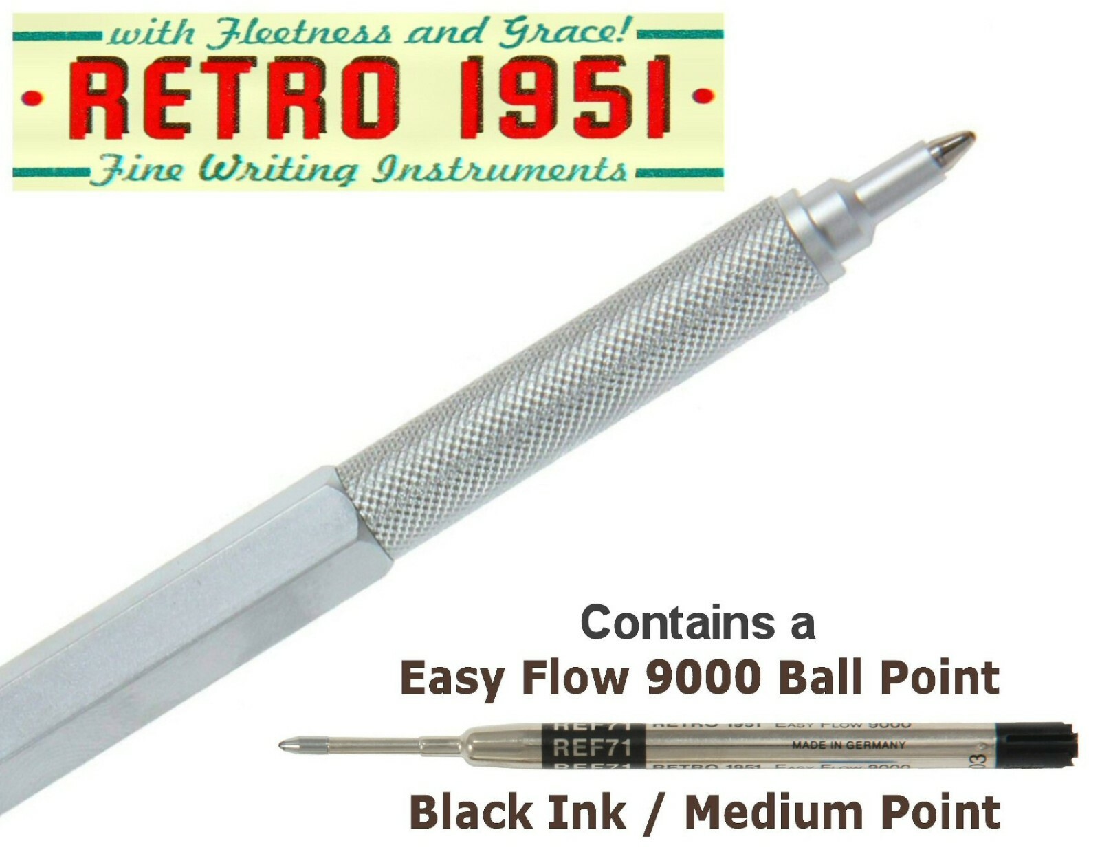 Retro 51 / Hex-o-matic Series Silver 7mm Lead Pencil #HEX-615P