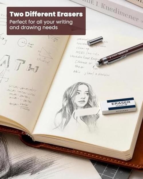 0.9mm Mechanical Pencil, Metal Art & Drafting Pencil with Eraser and 40 Brown