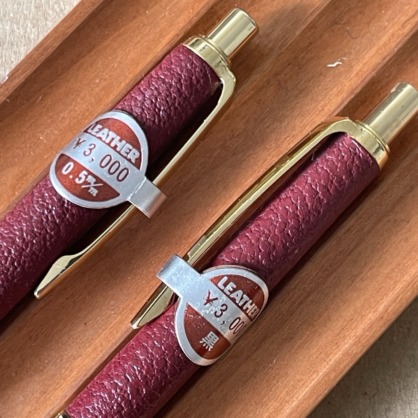 Sailor Mechanical Pencil Ballpoint Pen Set of 2 Leather Barrel Made in Japan