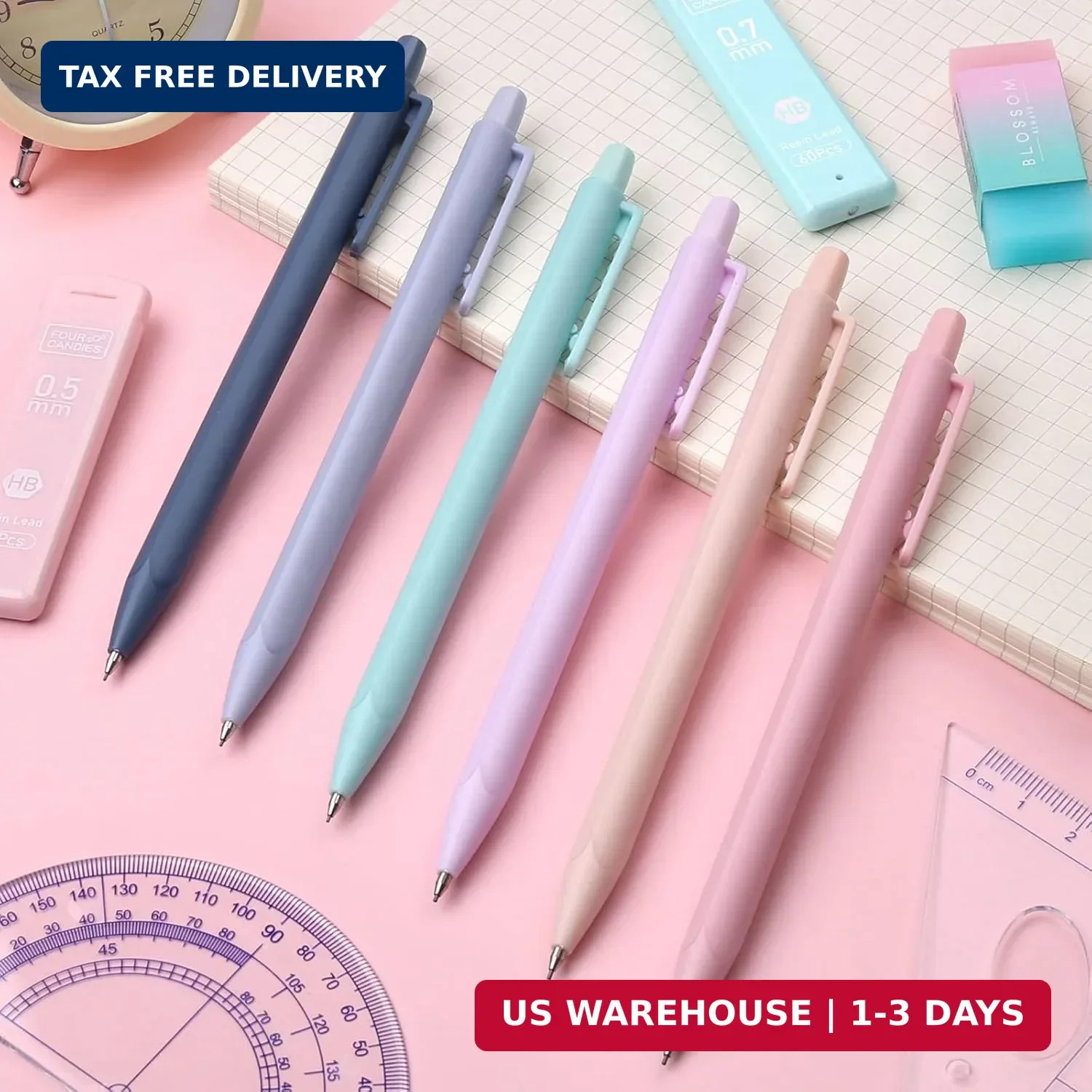 Four Candies Cute Mechanical Pencil Set, 6PCS Pastel Mechanical Pencils 0.5 & 0.