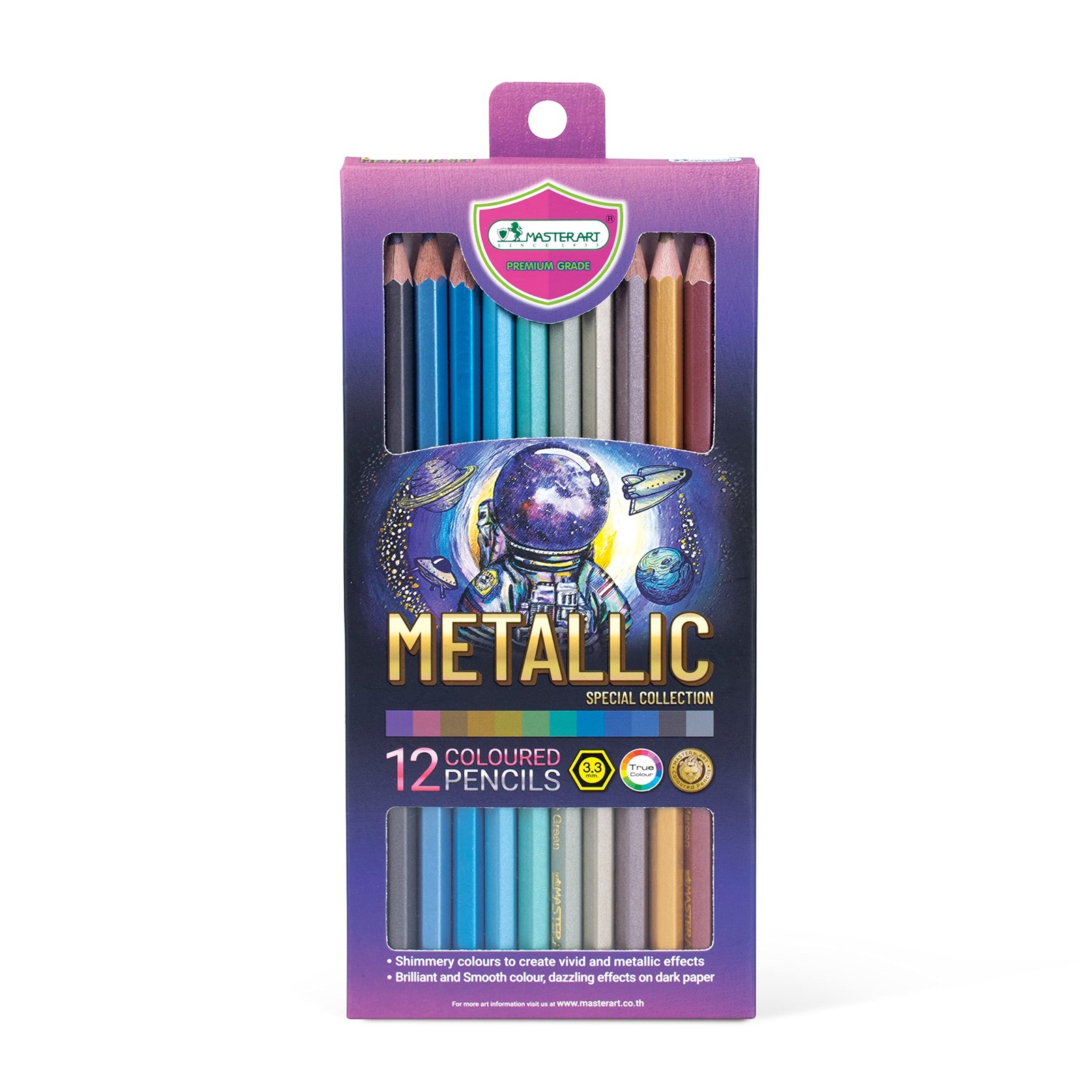 MASTERART Metallic Colored Pencils 12 Colors 1 Count (Pack of 12), Multicolor