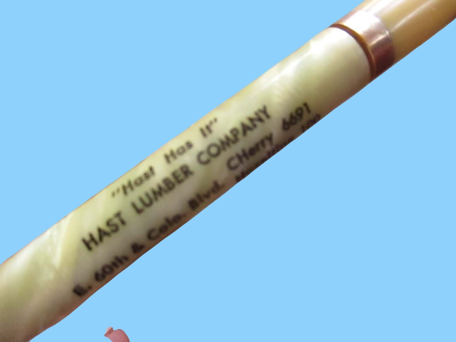 Vintage Ritepoint Advertising Pencil Hast Lumber Co. Yellow Swirl Barrel