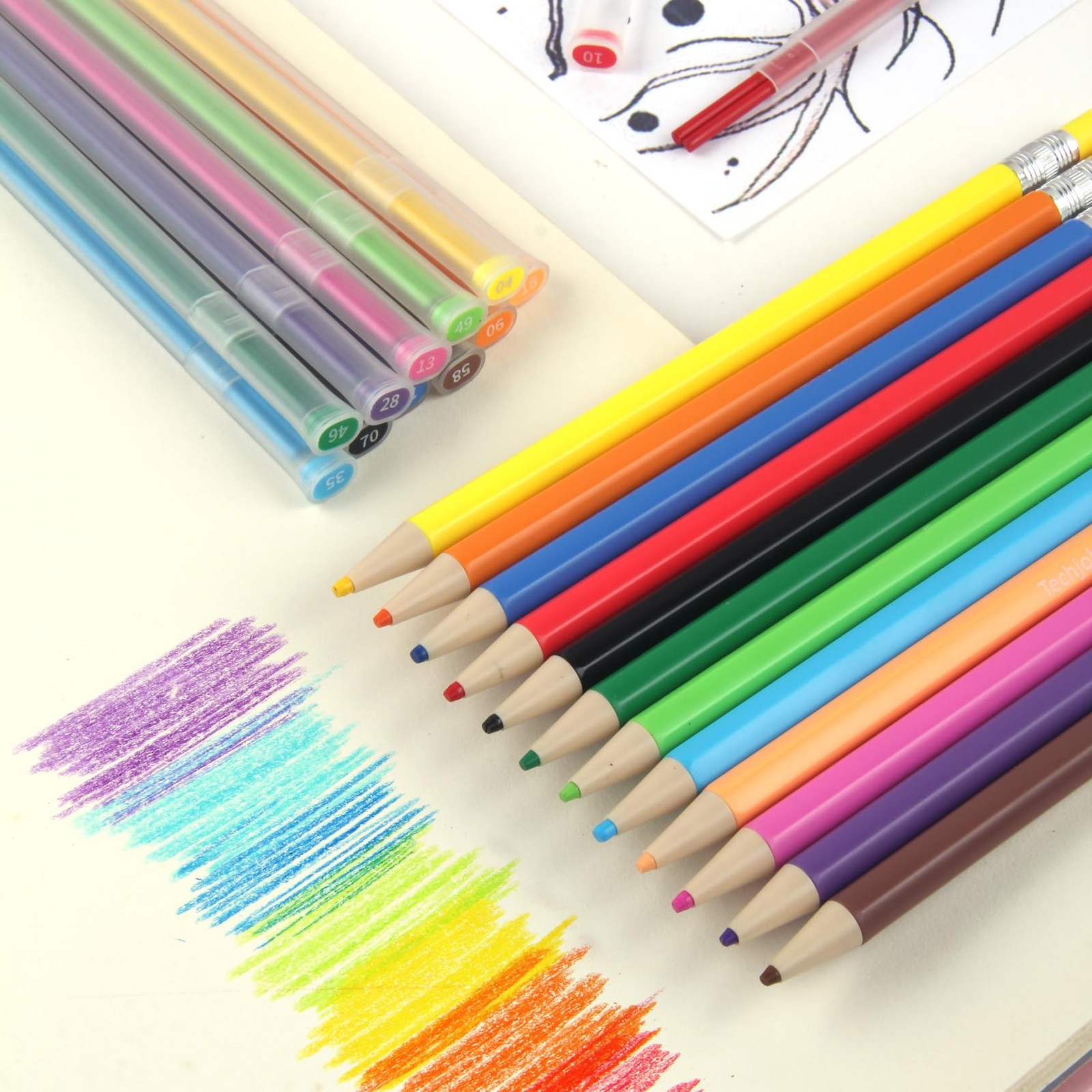 Colored Mechanical Pencil 2.6mm 12 PCS With Extra 24 PCS Leads Coloring Drawing