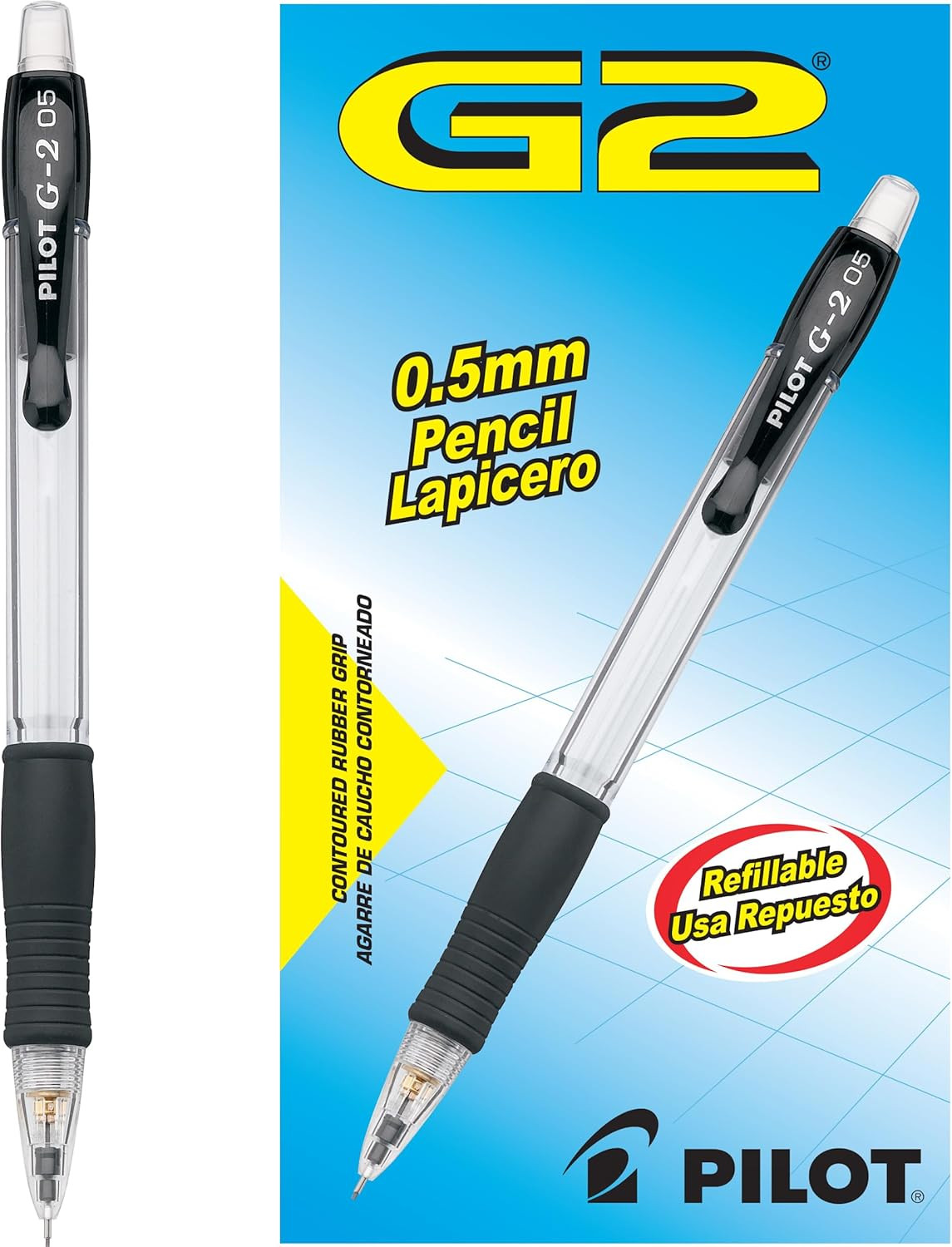 G2 Mechanical Pencils, 0.5Mm HB Lead, Black/Clear Barrels, Dozen Box (51014)