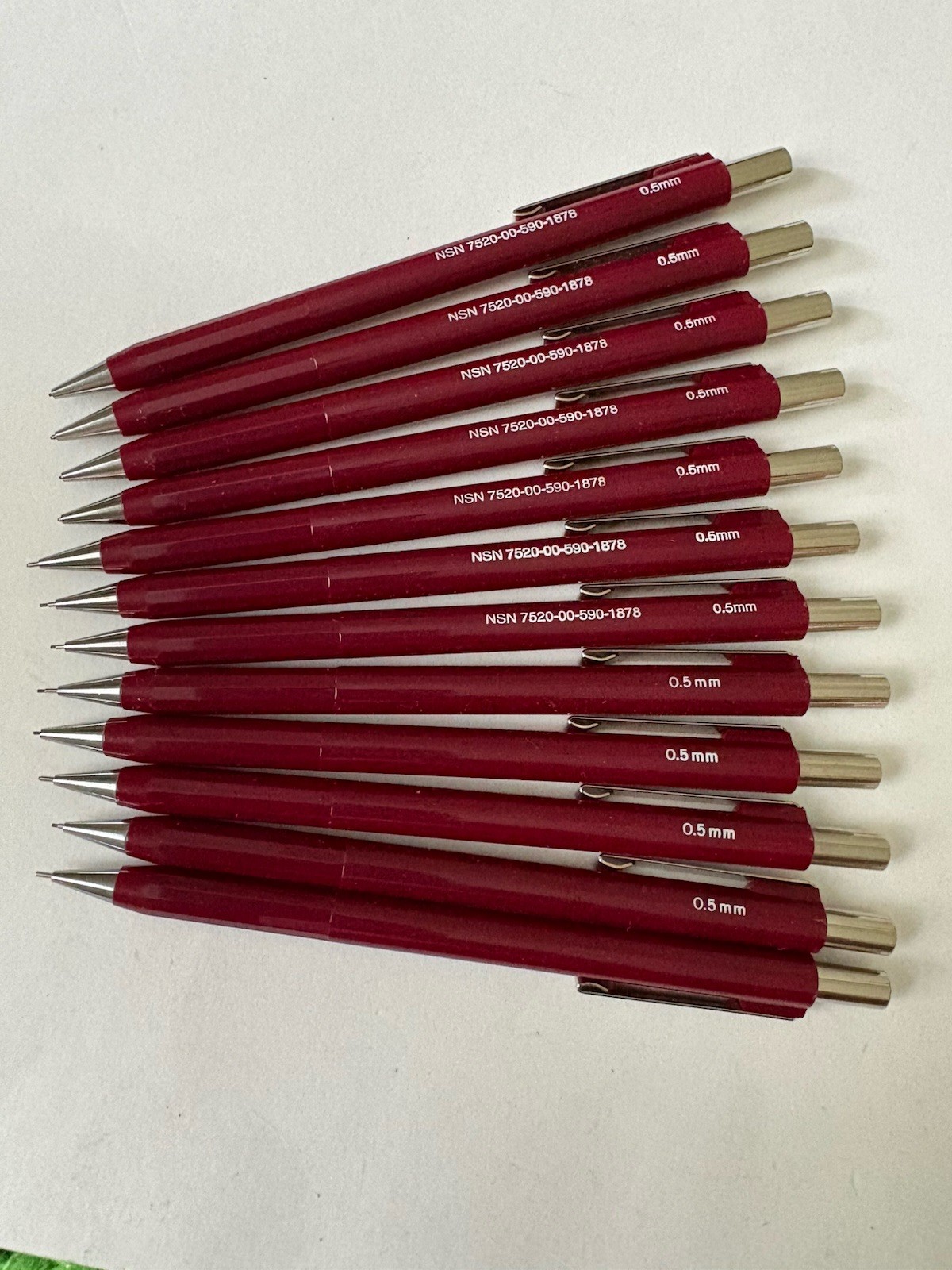 Box Unused 12 Fidelity SKILCRAFT BURGUNDY Mechanical Pencils 0.5 mm Push Action