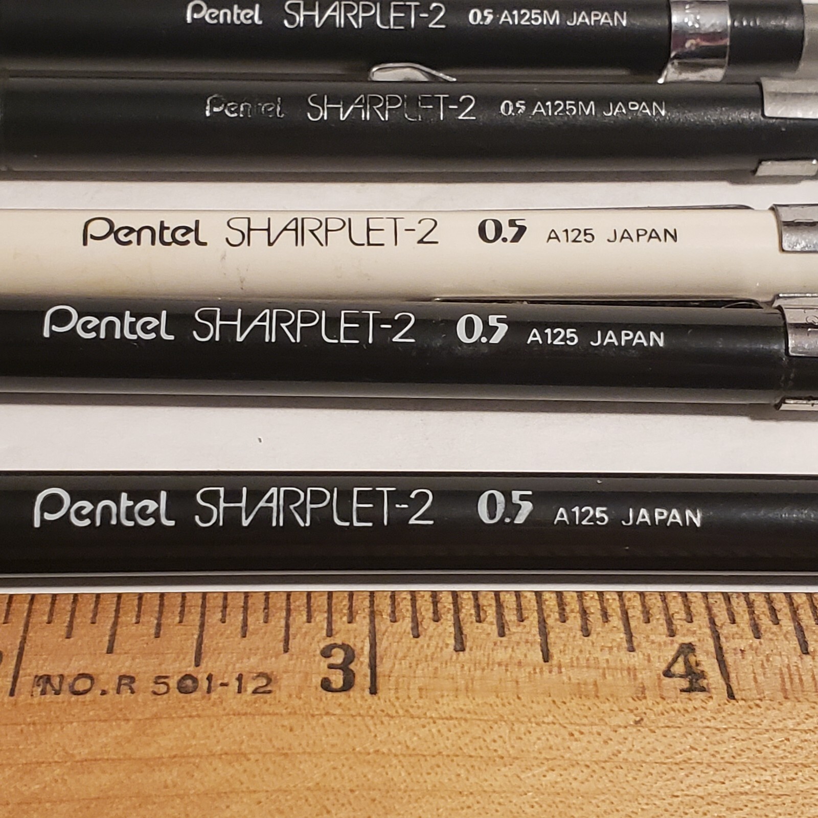 Lot of 5 Vtg Japan Pentel 0.5mm A125 A125M Sharplet-2 Mechanical Pencil Wht/Blk