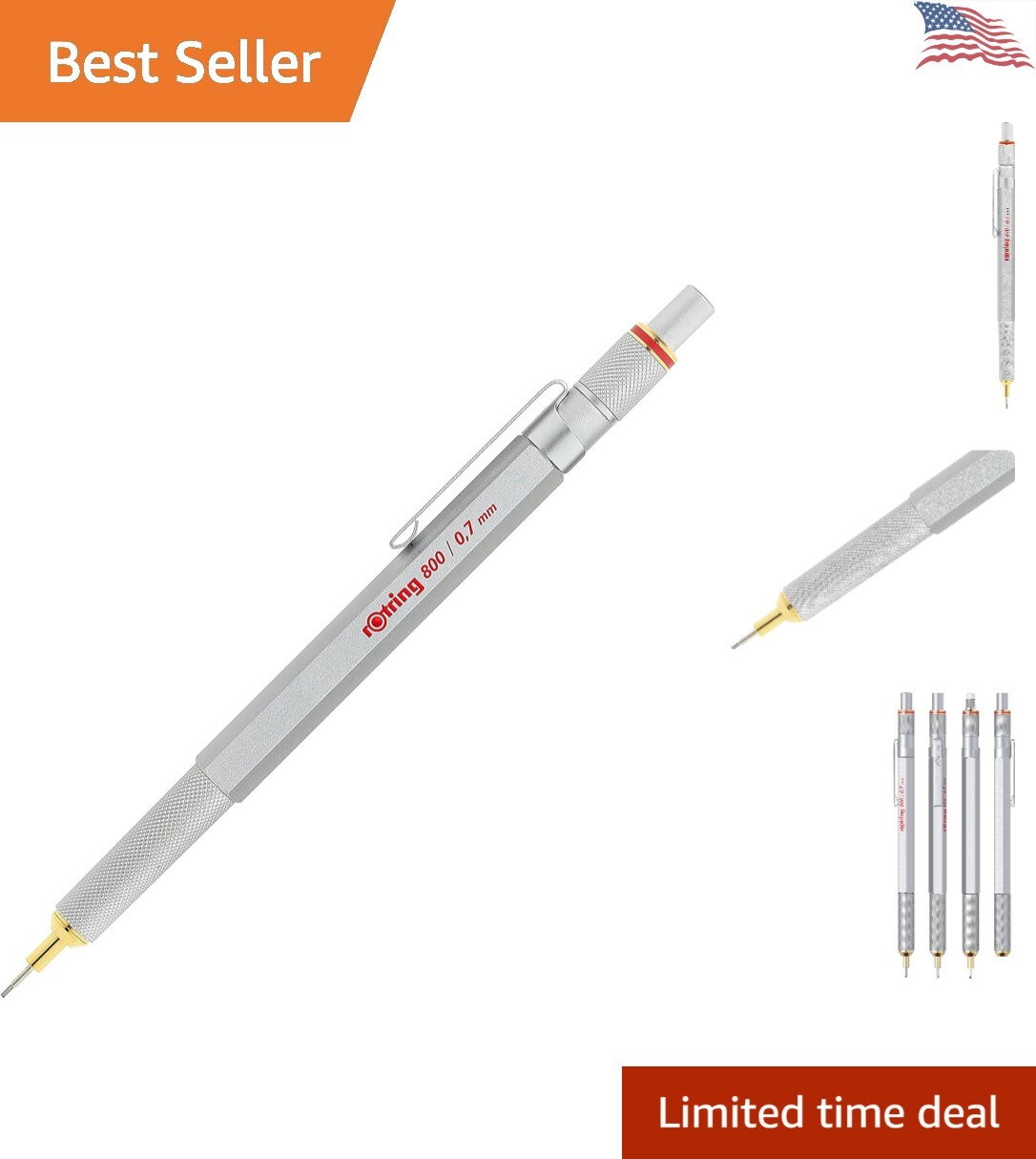 0.7mm Silver Metal Mechanical Pencil – Twist and Click Retractable Mechanism
