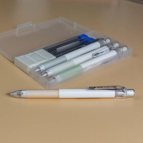 Mechanical Pencil Set 4PCS 0.5 Mechanical Pencils 100 HB Lead 3 Erasers for