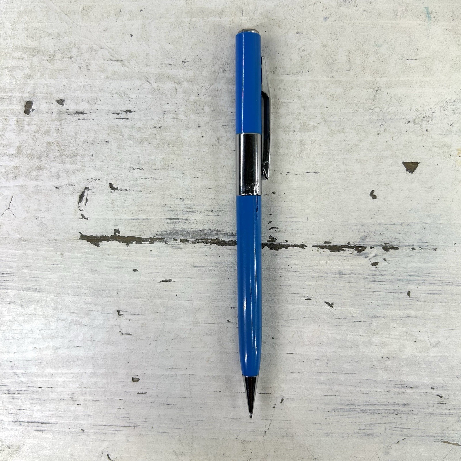 Vintage SCRIPTO Mechanical Pencil Korea Blue w Chrome 1970’s