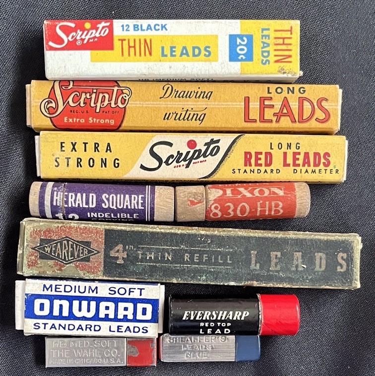 Vtg Wearever~Scripto~Onward~Herald Square+ Pencil Lead Boxes~Some Leads~READ