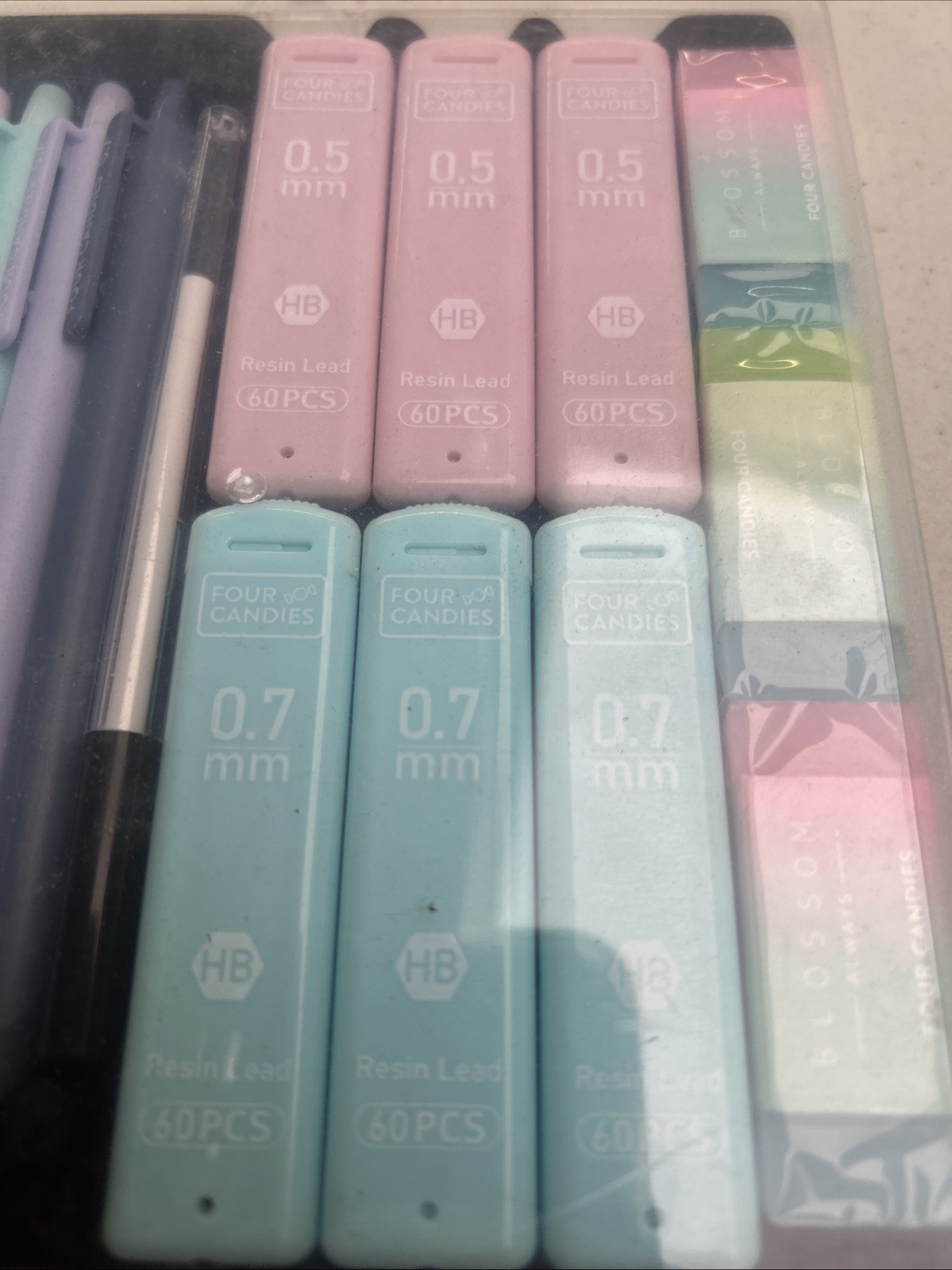 Four Candies Cute Mechanical Pencil Set 6PCS Pastel Mechanical 0.5Mm & 0.7Mm