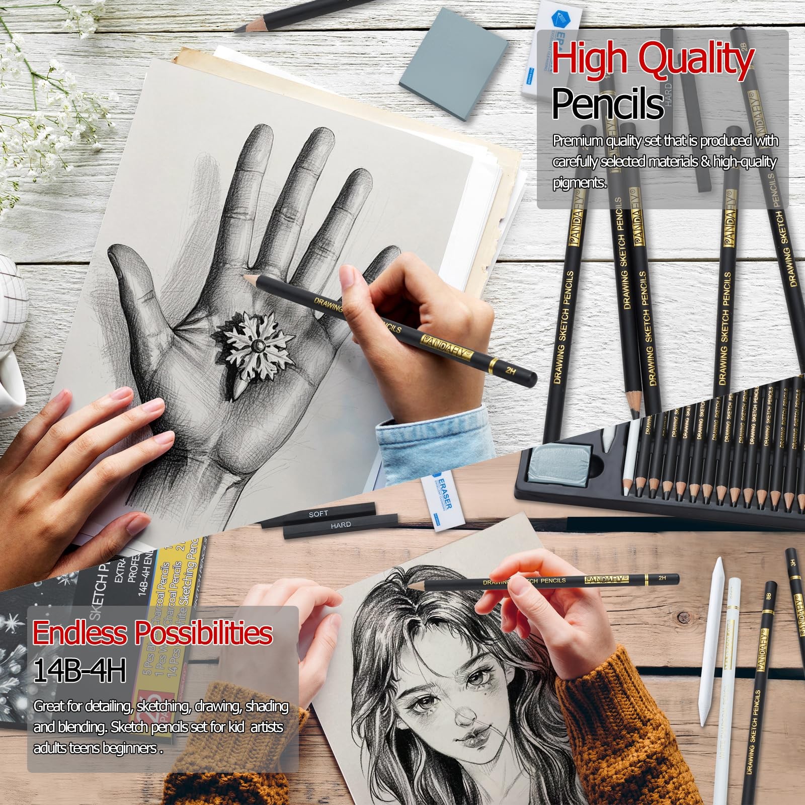 PANDAFLY 26-Piece Professional Sketch 1 Count (Pack of 26), Black – 26 Pack
