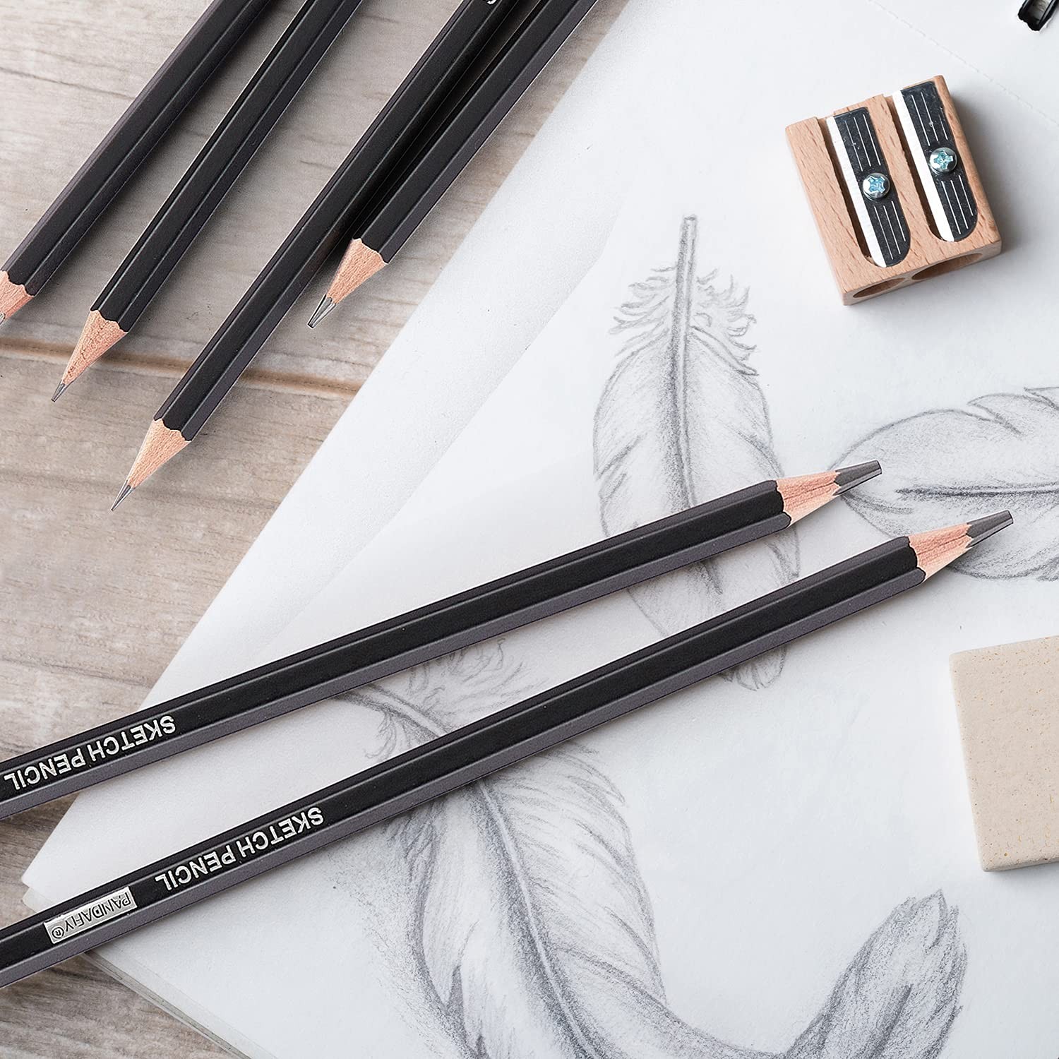 PANDAFLY Professional Drawing Sketching 1 Count (Pack of 12), 12 Pack – Black