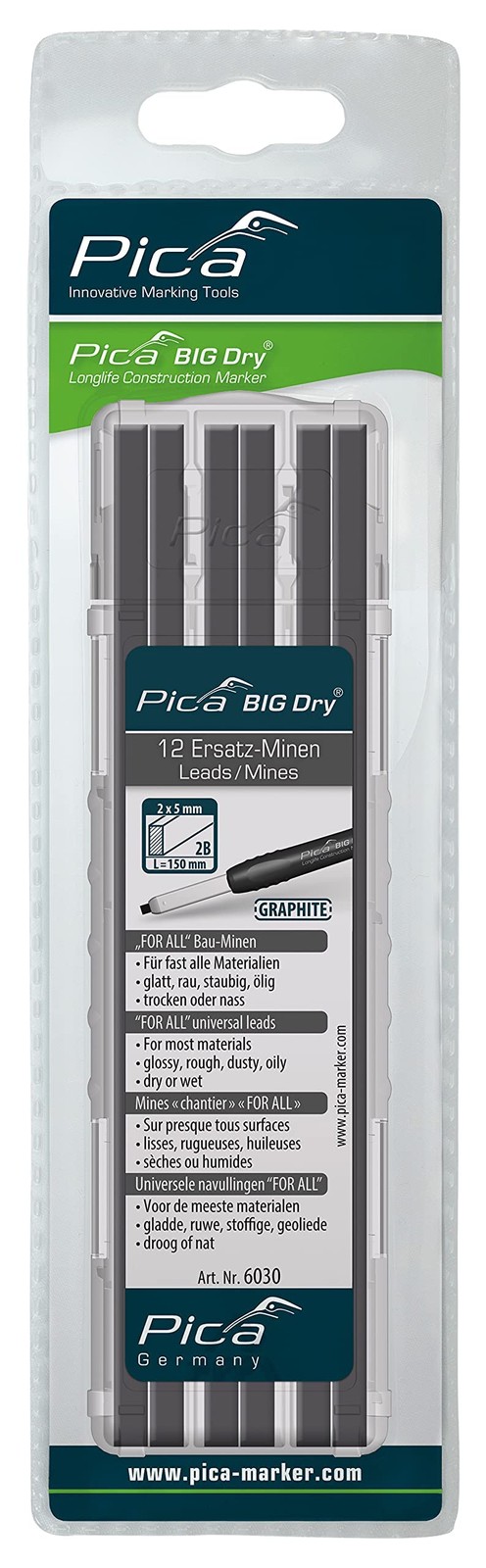 Big Dry Marker Pen Pack of 12 Pencil Refills Black Graphite Only 6030
