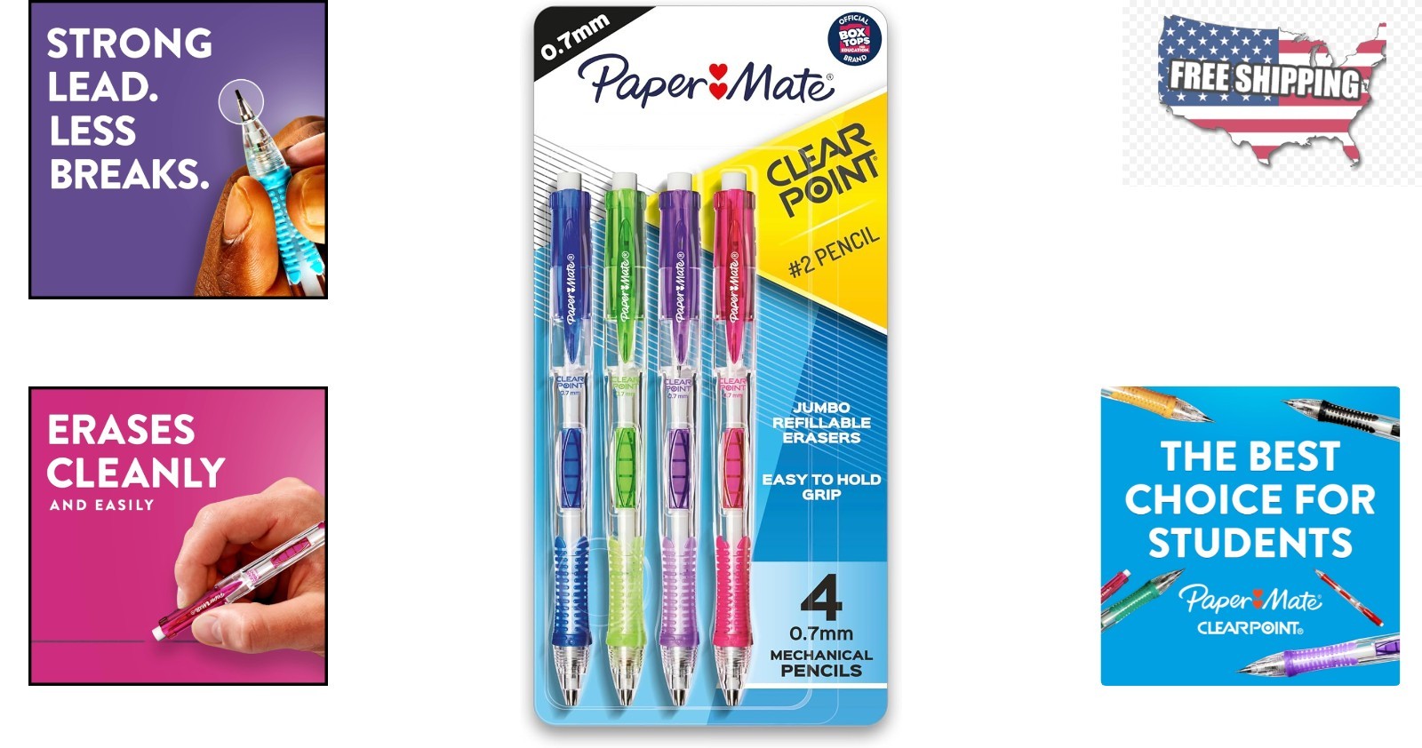 Clearpoint 0.7mm Mechanical Pencils Set – Assorted Colors for Students & Artists