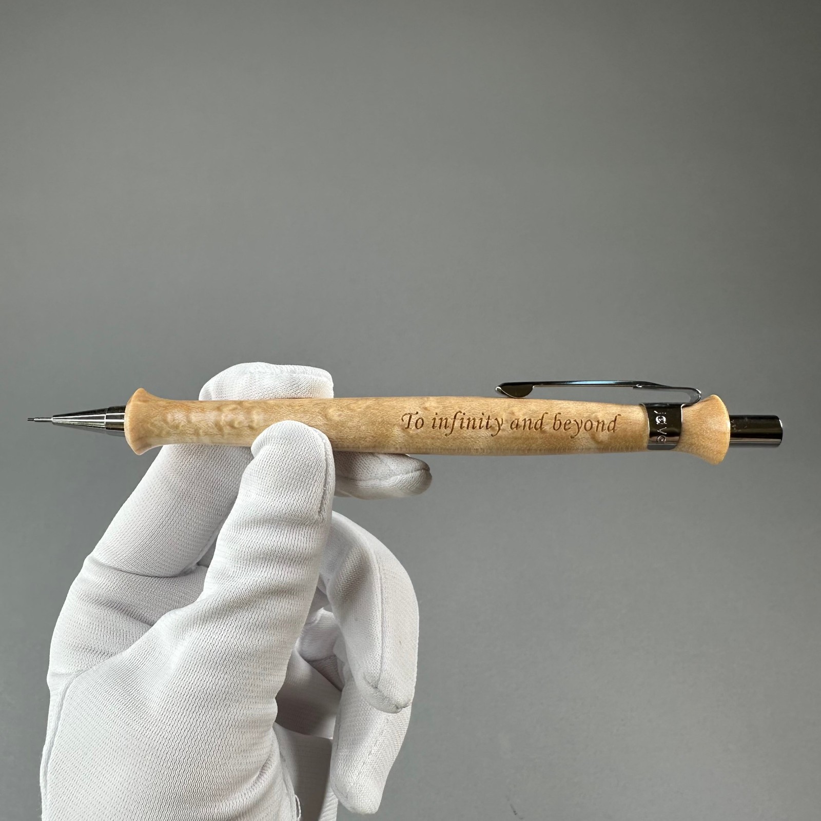 Handmade Maple Wood Mechanical Pencil 0.5mm “To Infinity and Beyond” Handcrafted