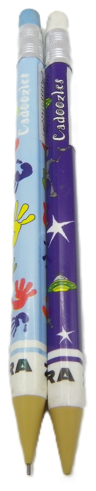 2X Vintage Zebra Cadoozle 0.7mm Mechanical Pencil Crayon Lot Robot UFO Graphic