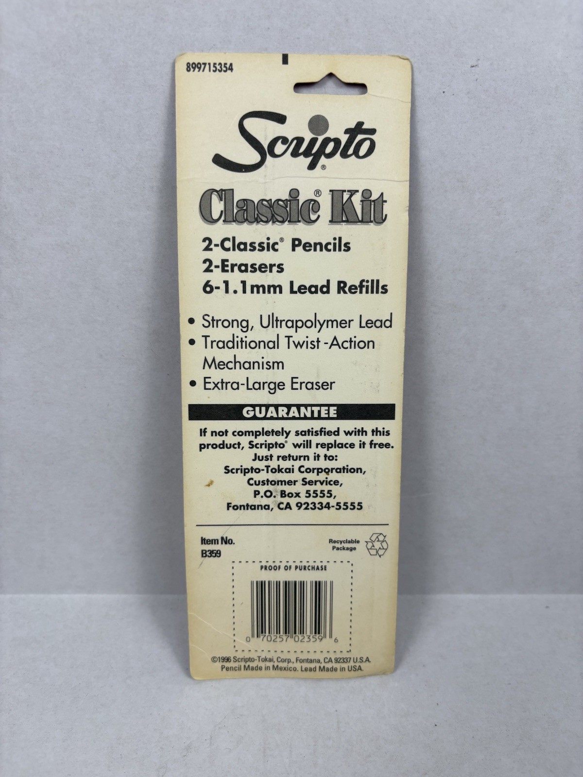 Vintage Scripto Classic Kit Mechanical Pencil w/Refills & Erasers 02359 NOS 1996