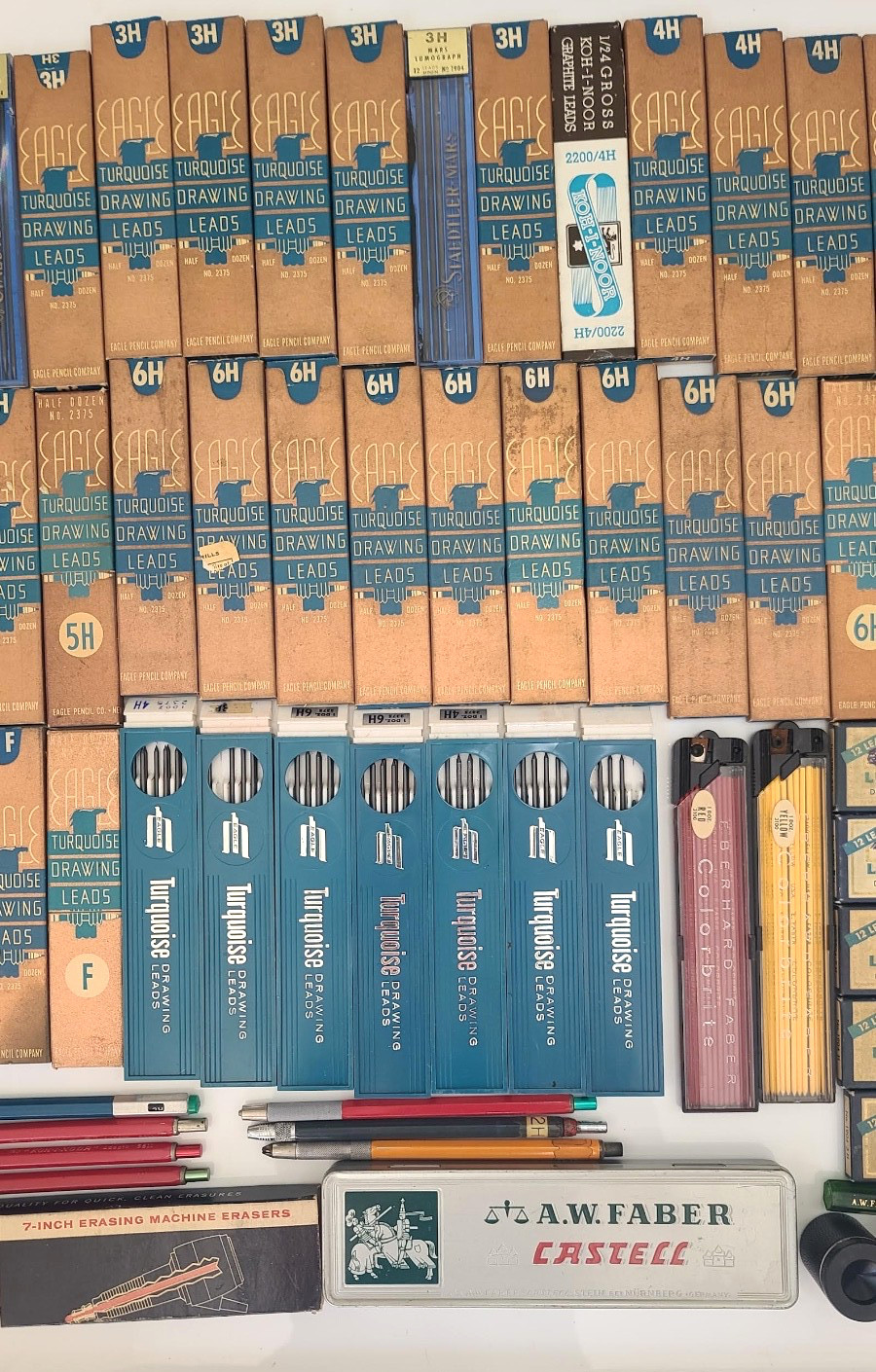 Staedtler Mars Lumograph Pencil Germany Turquoise Eagle AW Faber Castell LOT 84