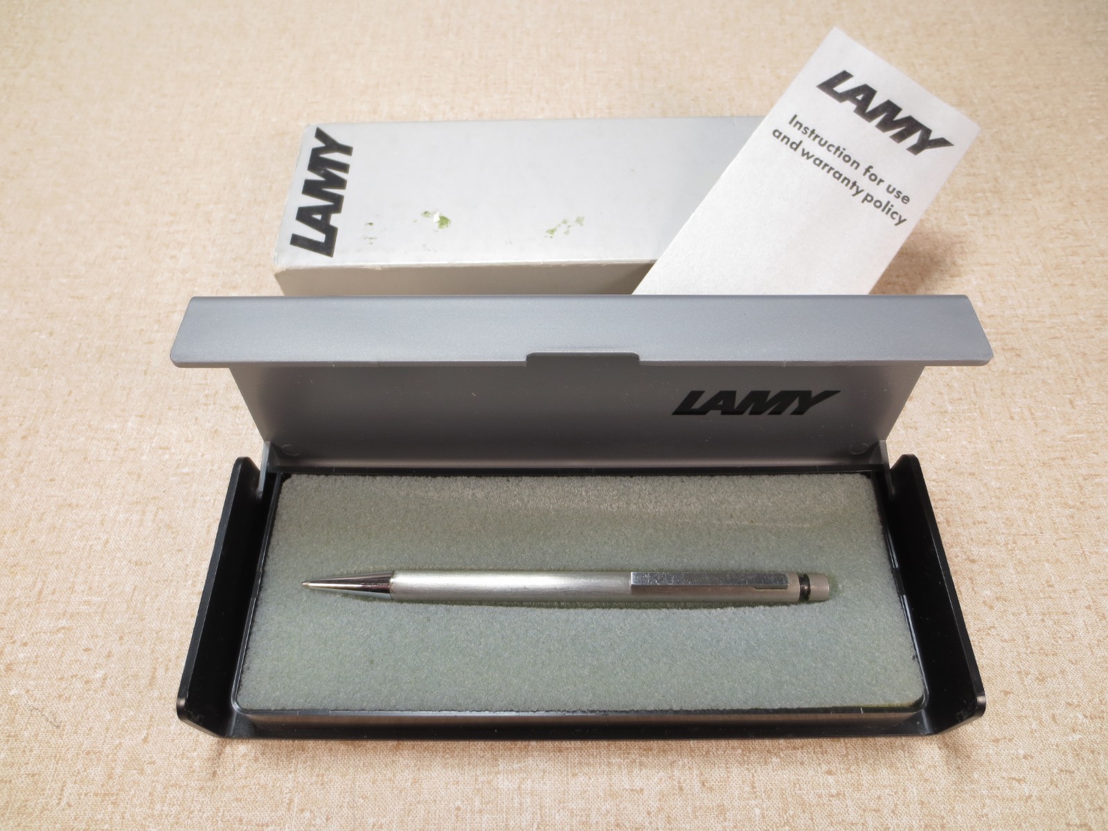Vintage Lamy CP1 Brushed Steel 0.5mm Mechanical Pencil Black Silver with Box