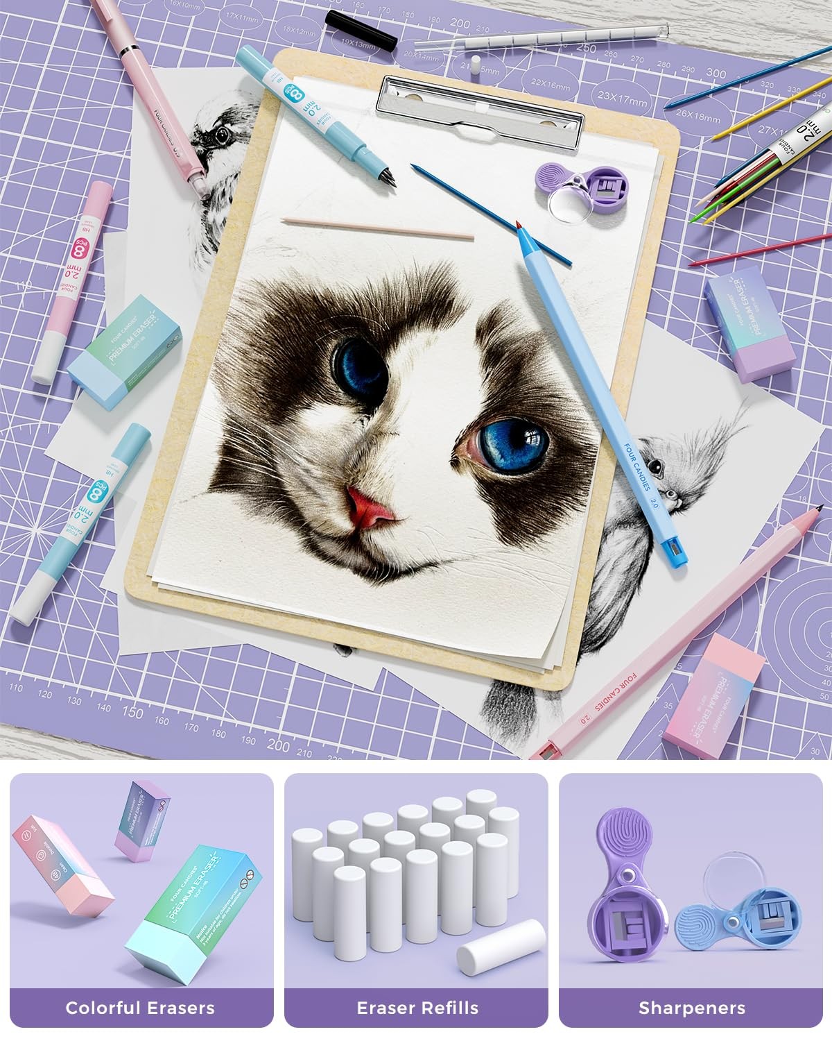 42PCS Aesthetic School Supplies, Mechanical Pencil Set 0.5mm, 0.7mm, 0.9mm, 2…