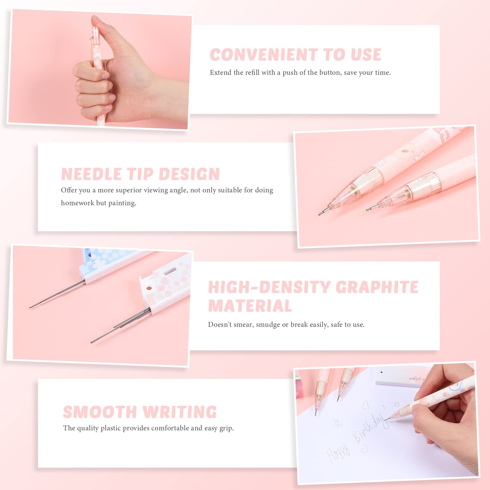 30 Pcs Kawaii Peach Mechanical Pencil Gift Set 12 Mechanical Japanese Pencils…