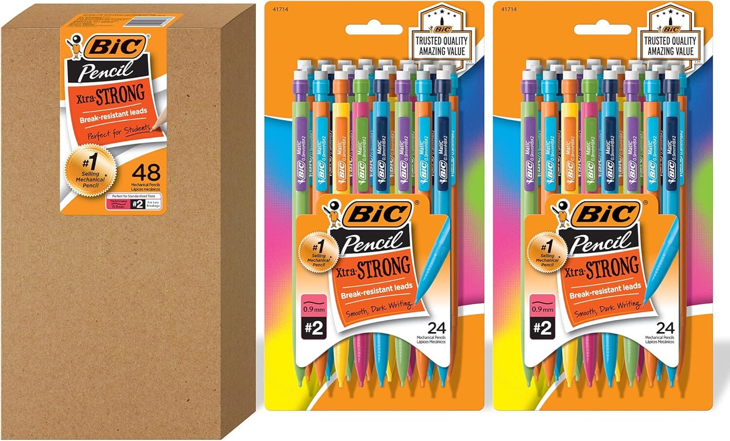 24-Pack 0.9mm Mechanical Pencils Colorful Barrels Thick Lead w/ Erasers