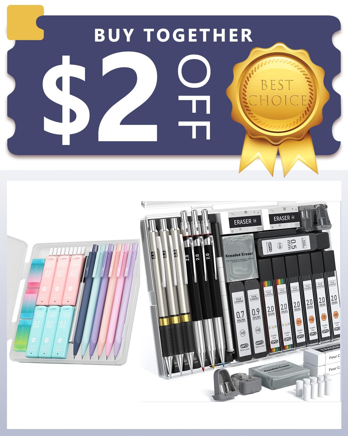 Four Candies Cute Mechanical Pencil Set, 6PCS Pastel Pencils…