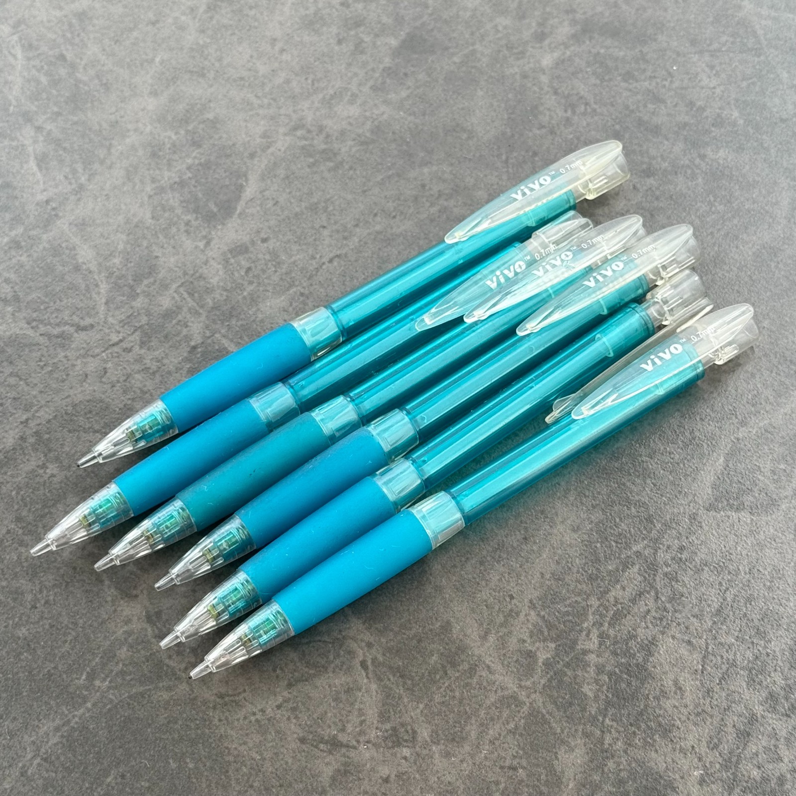 Vivo Aqua Blue Mechanical Pencil Lot x6, Vintage Writing & Drawing – 0.7mm Lead