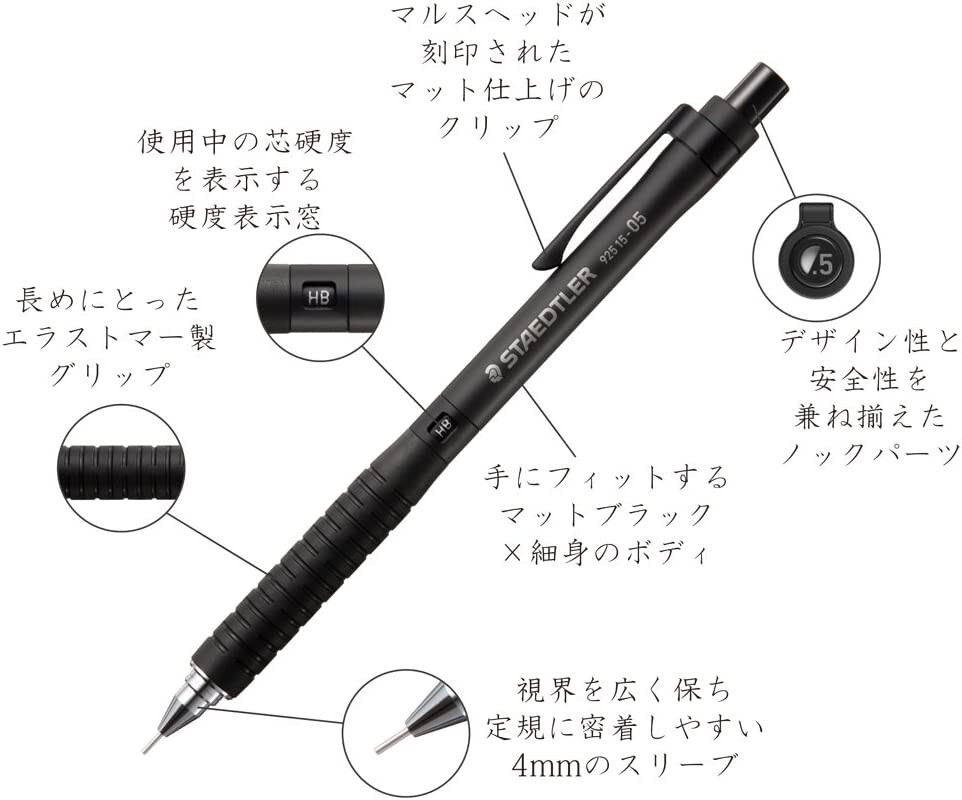 Staedtler JAPAN 925 15-05 Regulator Drafting Pencil 0.5mm Mechanical Pen Black