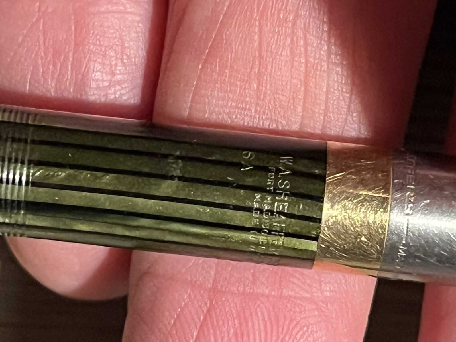 VINTAGE SCHEAFFER FOUNTAIN PEN Co 14K Pencil #500 Iridescent Green Silver