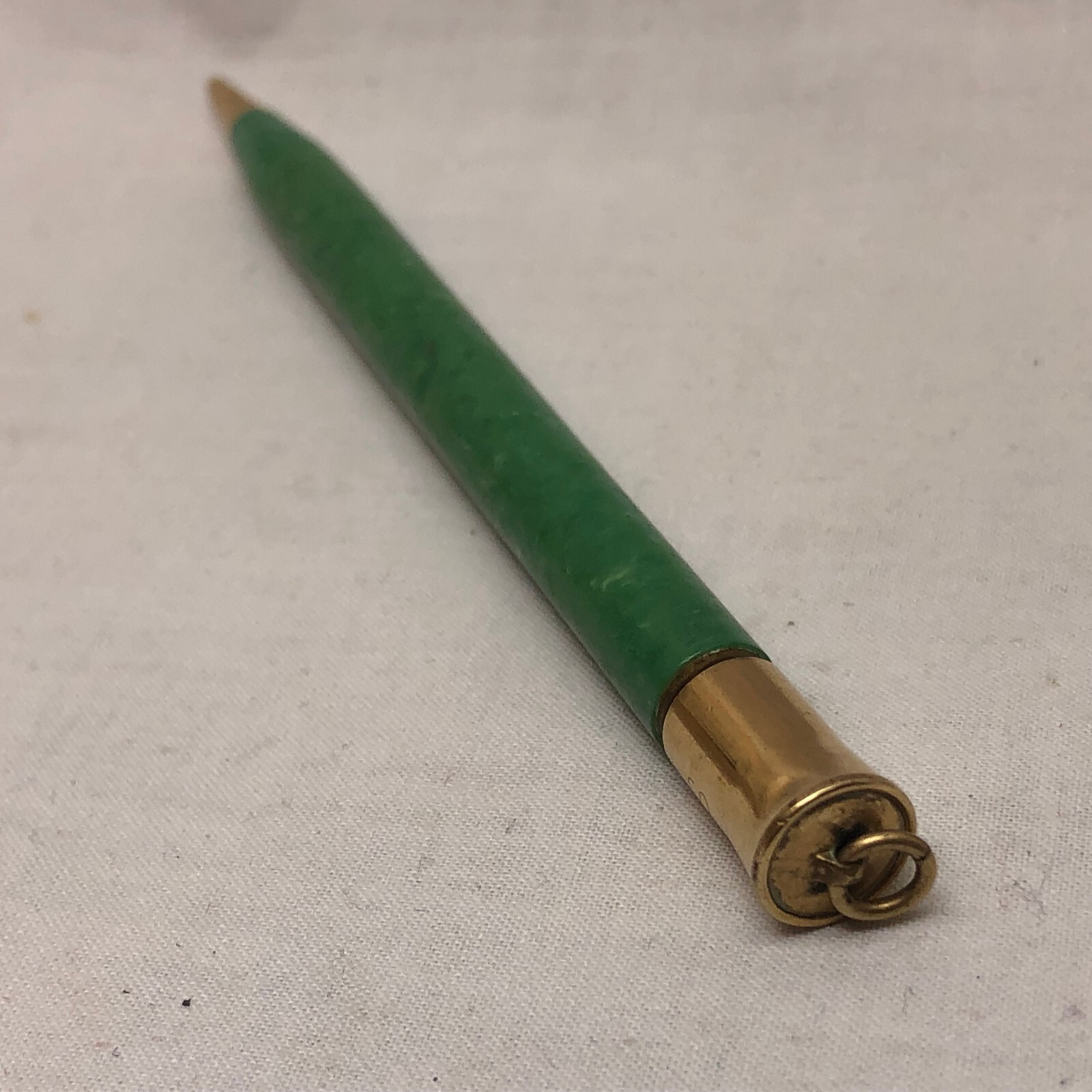 Vintage Sheaffer’s Mechanical Pencil Ring Top Vest Gold Filled Green Swirl