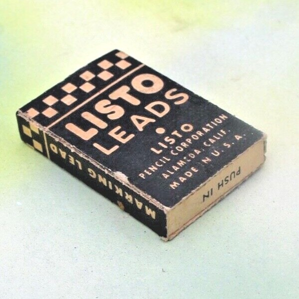 Vintage Listo Leads Black No. 162 Pencil Corporation Full Box extra Sleeve