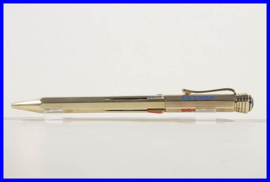 High End Art Deco FEND 4 color pencil WALZGOLD fantasic design & huge blue stone