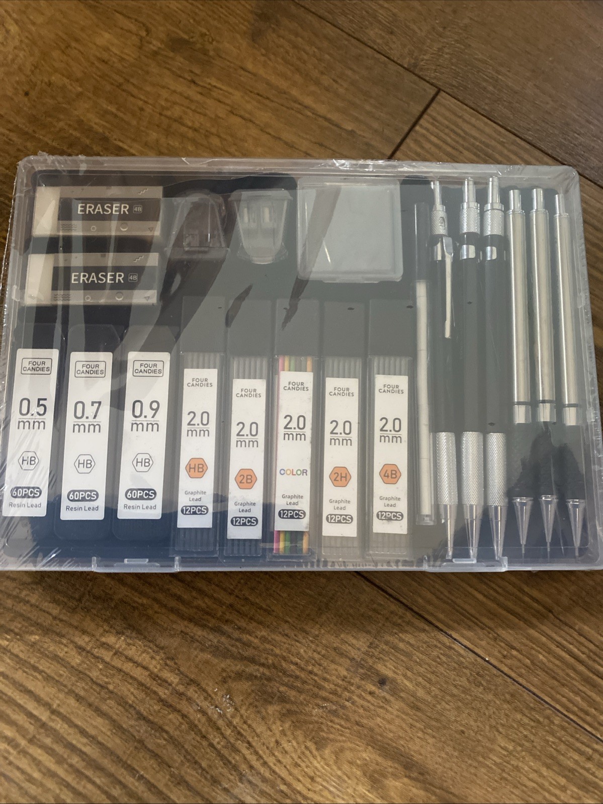 Four Candies 25PCS Art Mechanical Pencil Set with Case, 3PCS Metal Artist Lead P