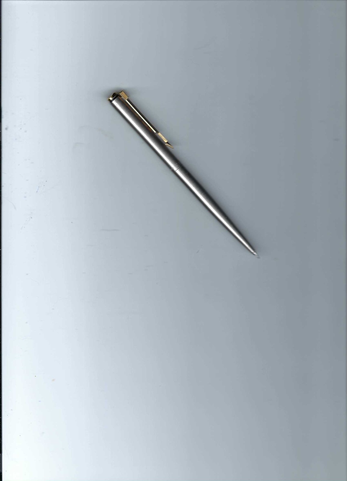 Vintage Parker Arrow Stainless Steel W/Gold Trim 0.5 mm Automatic Pencil W/ Adv.