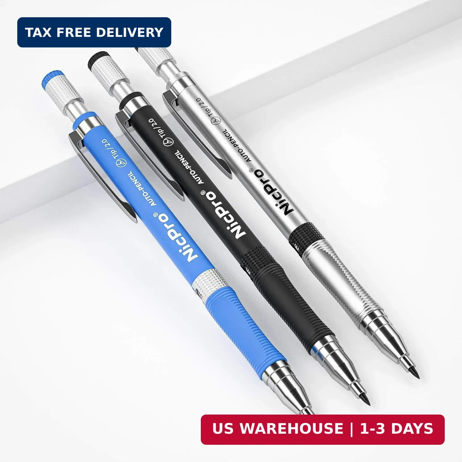 Nicpro 11 Pieces 2mm Mechanical Pencil Set, 3 PCS Carpenter Drafting Pencil 2.0