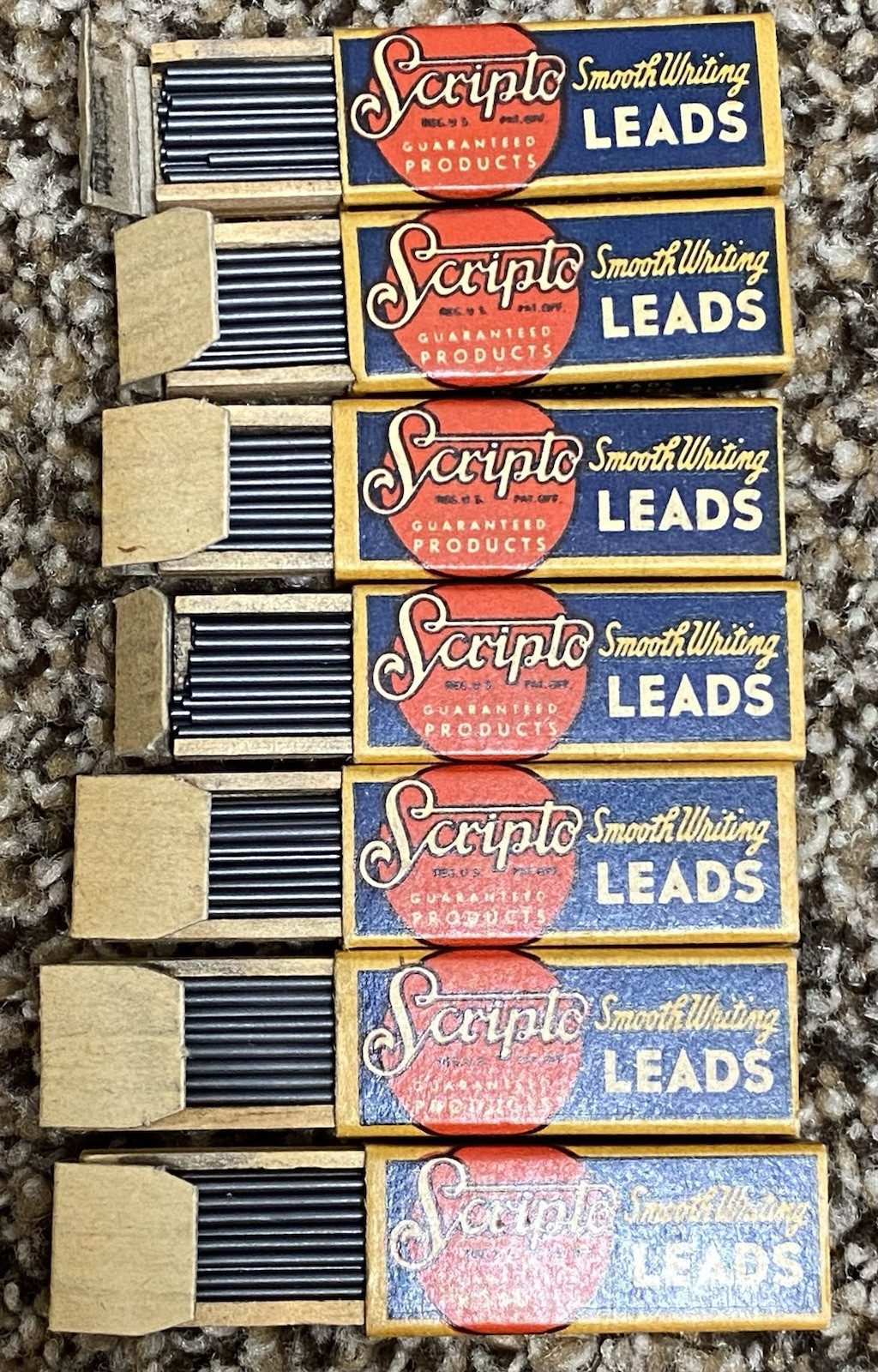 VTG 7 New Boxes of Scripts Smooth Writing Mechanical Pencil 4″ Leads 1 3/8”