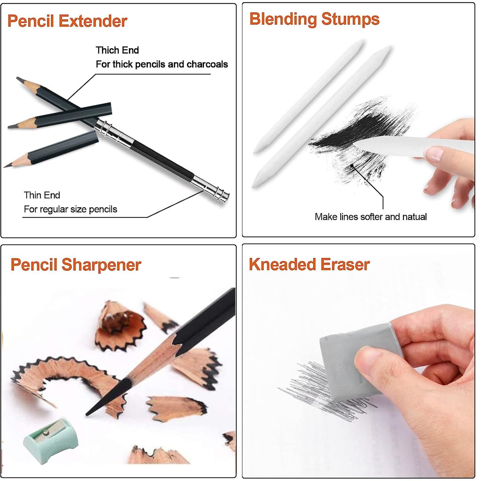 Drawing Pencils,24pcs Art kit with Graphite Pencils Sketching Pencil black