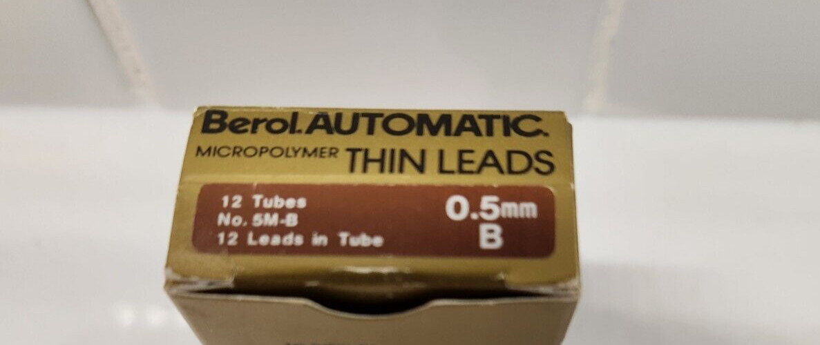 Vintage Berol Automatic Thin Leads NOS “B” 0.5mm 12 Tubes Micropolymer